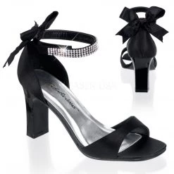 Pleaser Black Bow Sandals With 3.25-inch Block Heels PS-ROMANCE-372 Ankle Strap