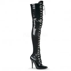 Pleaser Sizes 6 D-Ring Lace-Up Thigh High Boots 5-inch Spike Heels PS-SEDUCE-3024