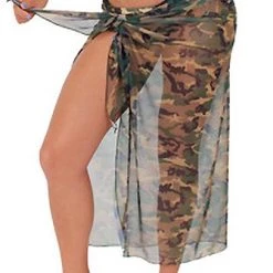 Shore Trendz Camouflage Sheer Long Wrap Skirt Beach Sarong Cover-up