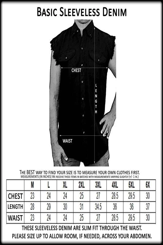 Shore Trendz Men's Wear Camouflage Frayed Sleeveless Men's Denim Biker Shirt