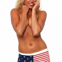 Shore Trendz USA American Flag Halter Top And Booty Shorts 2-pc Set Swimwear