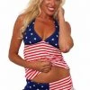 Shore Trendz ST Swim Collection USA American Flag Tankini And String Shorts 2-pc Set