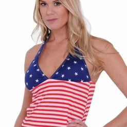 Shore Trendz ST Swim Collection USA American Flag Tankini And String Shorts 2-pc Set