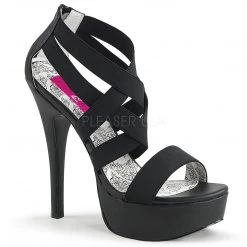 Pleaser Spike Heel Black Crisscross Close-Back Peep Toe Sandal Shoes With 5-inch Heel PS-TEEZE-47W