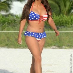 Ujena U-Z205 American Flag Big Star Ruffle Bikini 2-pc Set