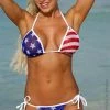 Ujena U-Z310 Sheer Big Star American Flag Tonga Thong Bikini 2-pc Set