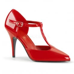Pleaser T-strap Pump Shoes With 4-inch Spike Heels Red Or Black PS-VANITY-415