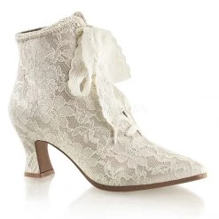 Pleaser White Lace Overlay Ankle Bootie 2.75-inch Heel PS-VICTORIAN-30