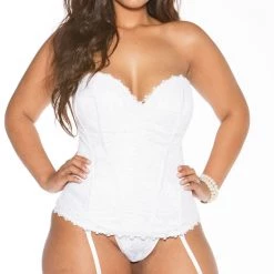 Shirley The Ultimate Plus Size Lace Corset In Black Or White